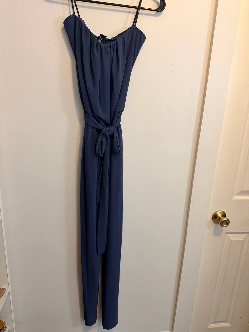 Forever 21 Navy Blue Strapless Jumpsuit with Tie Waist